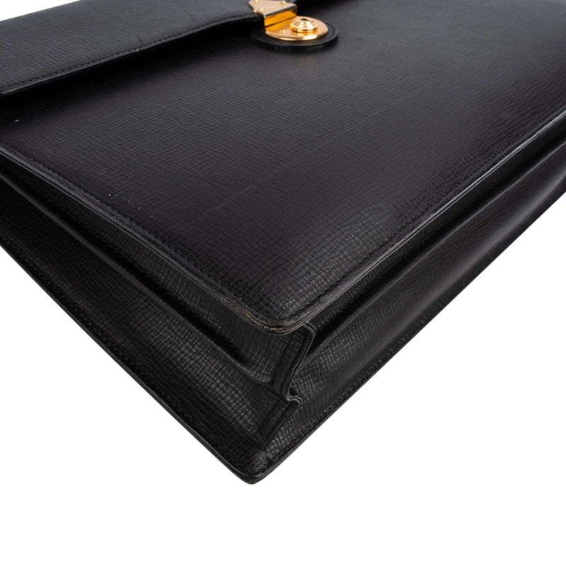 Burberrys Textured Leather Briefcase Handbag