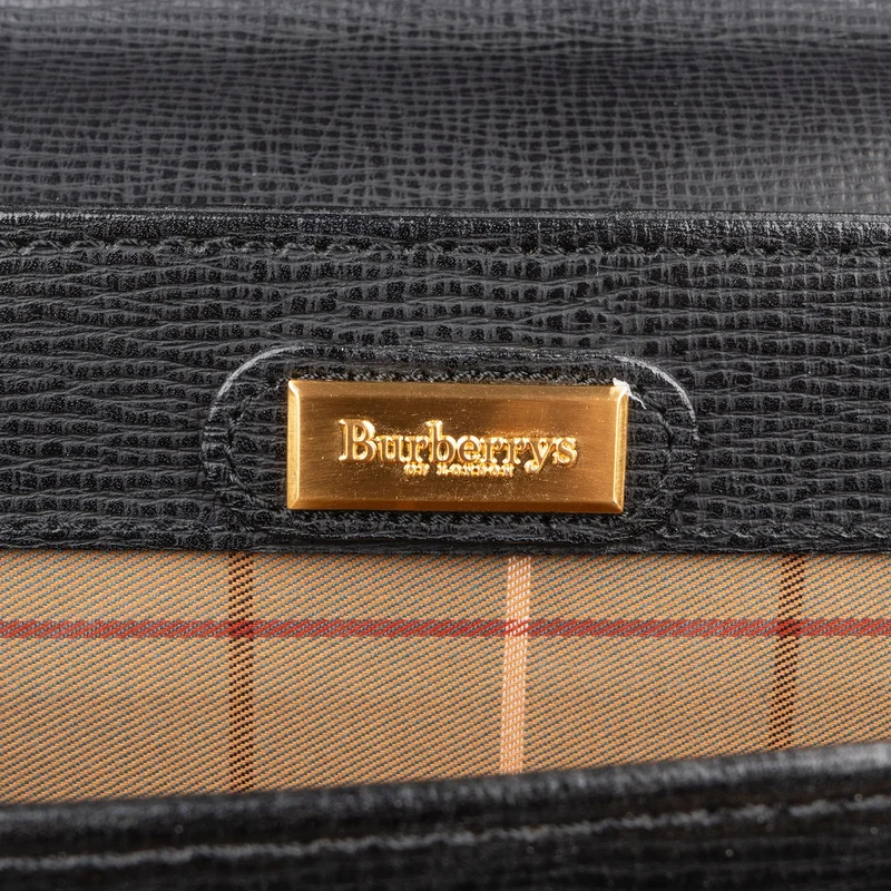 Burberrys Textured Leather Briefcase Handbag