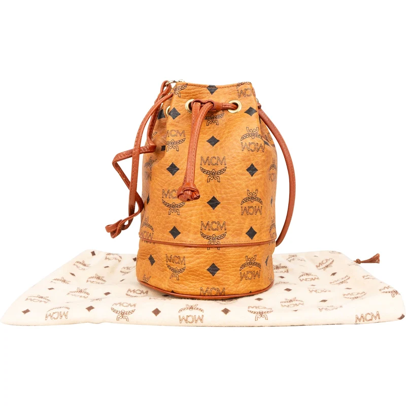 MCM Monogram Visetos Mini Drawstring Bucket Crossbody Bag