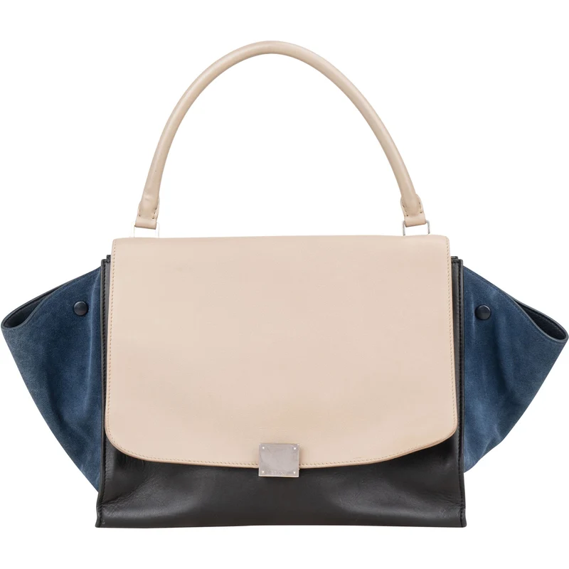 Céline Tricolor Leather and Suede Large Trapeze Handbag