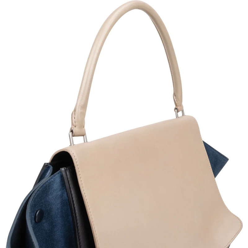 Céline Tricolor Leather and Suede Large Trapeze Handbag