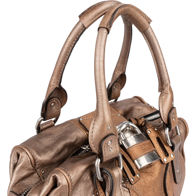 Chloé Bicolor Metallic Leather Studded Paddington Handbag