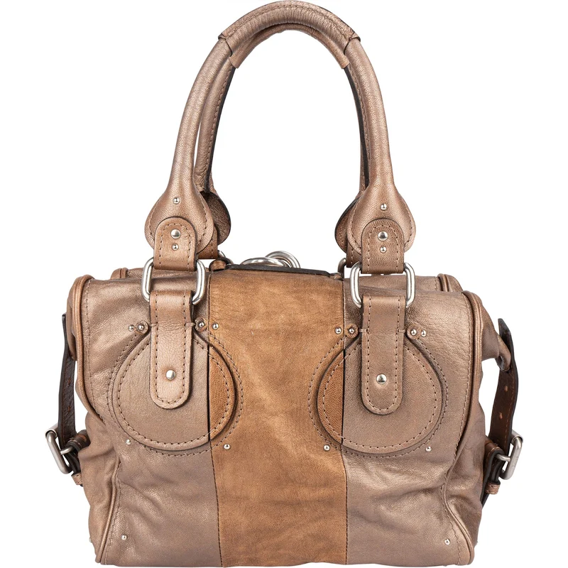 Chloé Bicolor Metallic Leather Studded Paddington Handbag