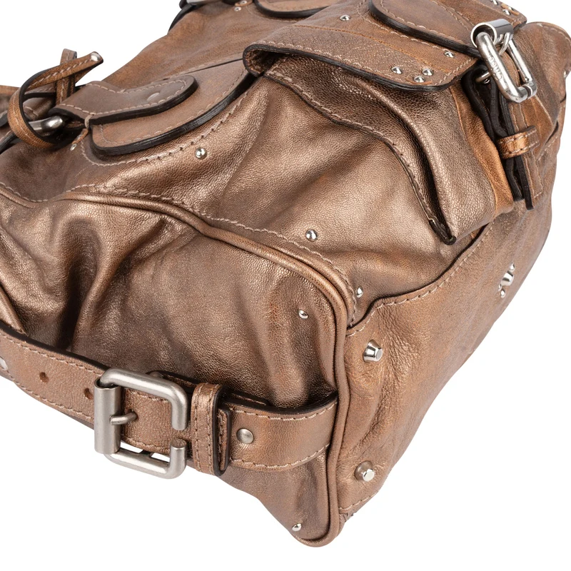 Chloé Bicolor Metallic Leather Studded Paddington Handbag