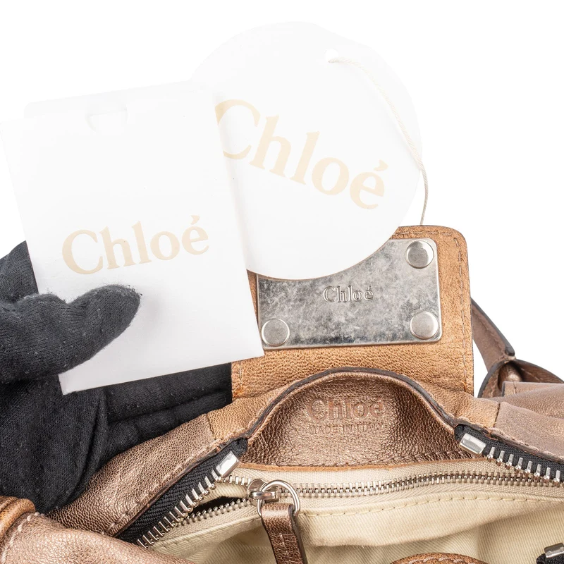 Chloé Bicolor Metallic Leather Studded Paddington Handbag