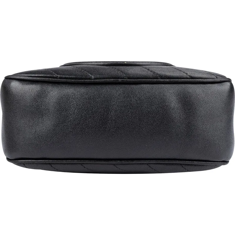 Gucci Black Stitched Calfskin Soho GG Camera Crossbody Bag