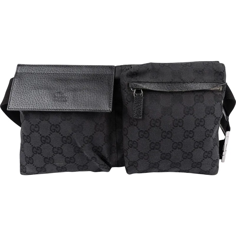 Gucci Monogram GG Canvas Black Belt Crossbody Bag
