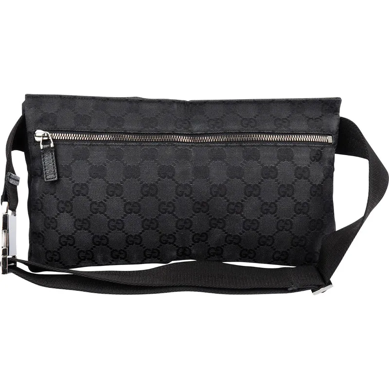 Gucci Monogram GG Canvas Black Belt Crossbody Bag