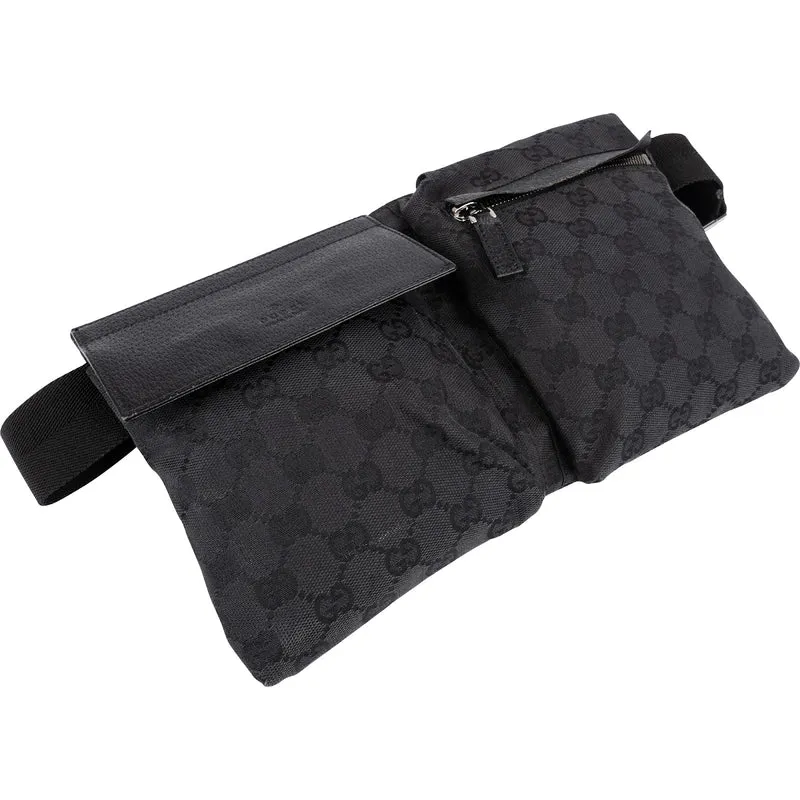 Gucci Monogram GG Canvas Black Belt Crossbody Bag