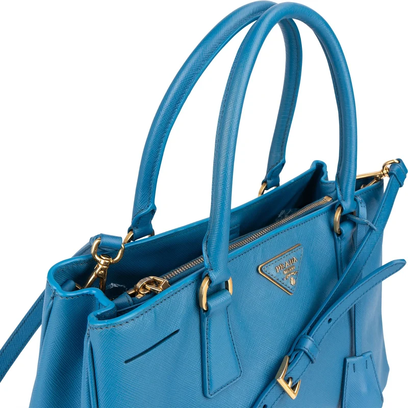 Prada Blue Saffiano Leather Galleria Handbag