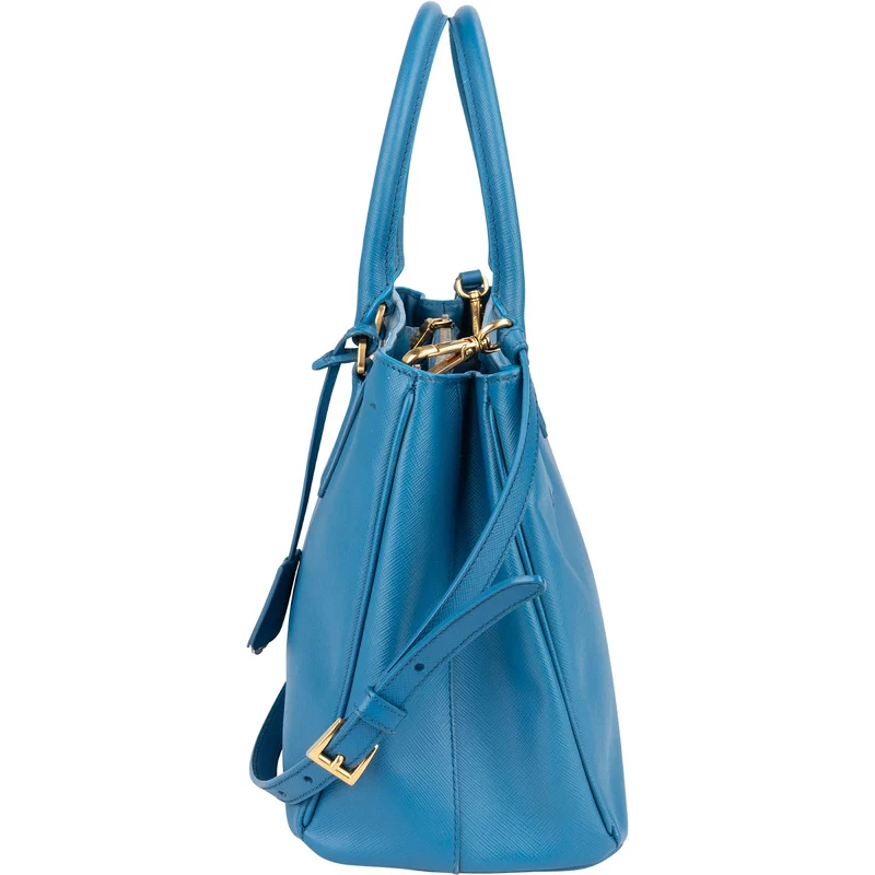 Prada Blue Saffiano Leather Galleria Handbag