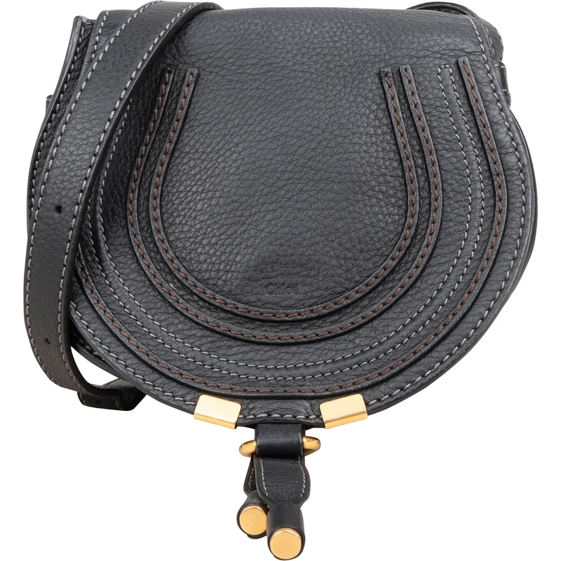 Chloé Grained Leather Mini Marcie Saddle Crossbody Bag