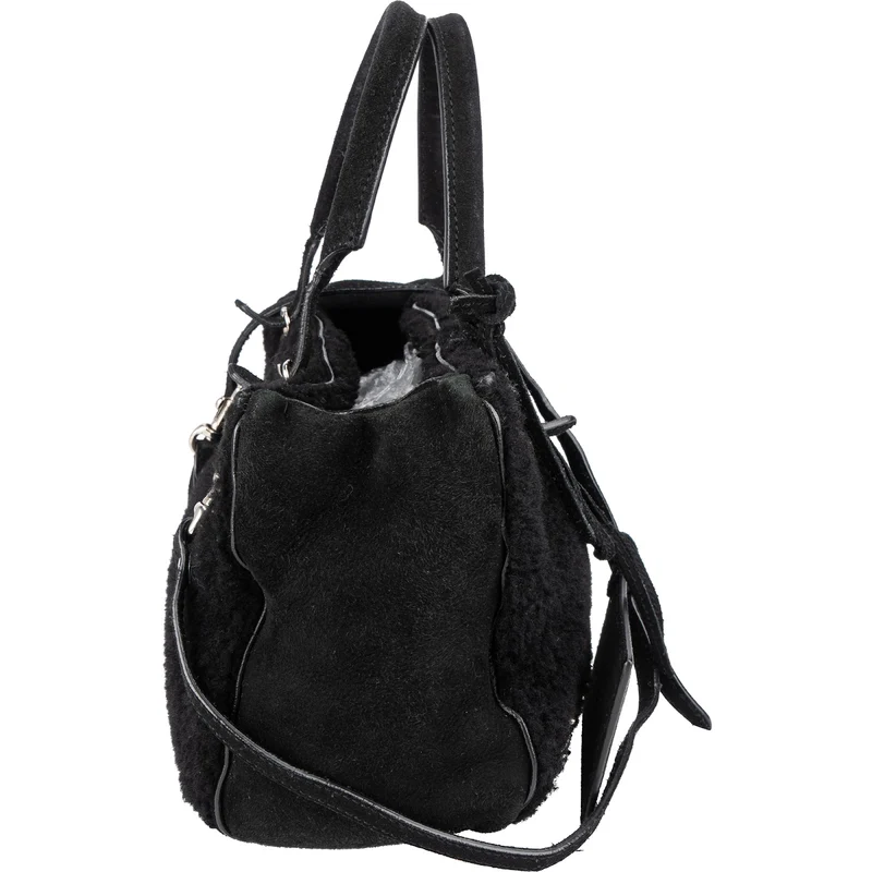 Balenciaga Shearling & Suede Mini Classic City Handbag