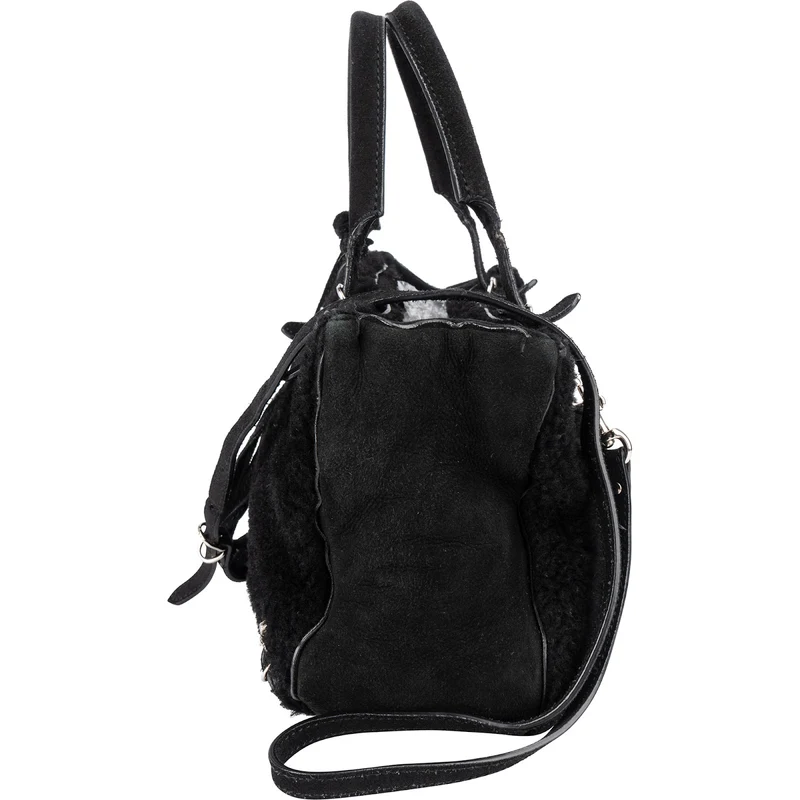 Balenciaga Shearling & Suede Mini Classic City Handbag
