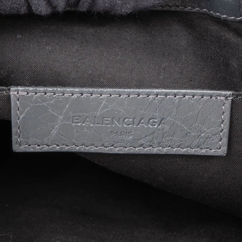 Balenciaga Grey Arena Leather Classic City Clip Clutch