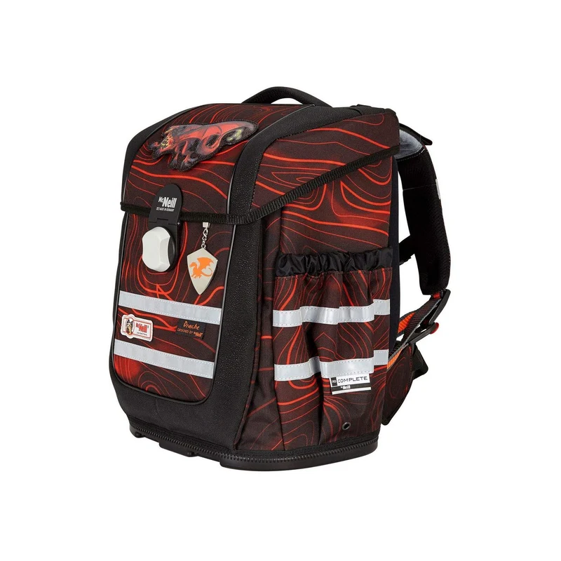 Schulrucksack Set Ergo Complete 4tlg. Drache Schwarz, Rot