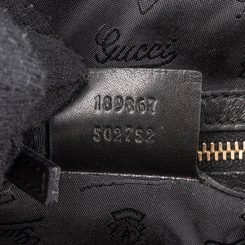 Gucci Black Leather New Bamboo Top Handle Bowling Handbag