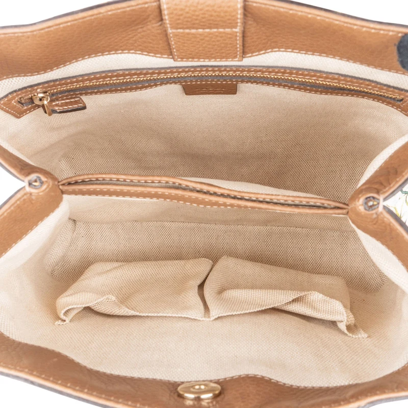Gucci Floral Canvas Bamboo Handle Handbag