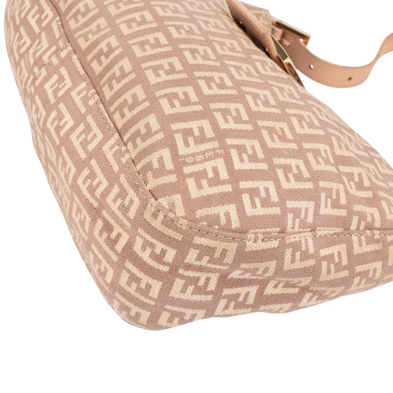 Fendi Monogram FF Zucca Canvas Baguette Buckle Shoulder Bag