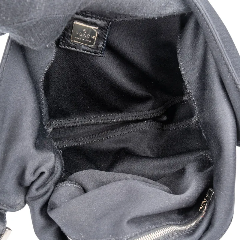 Fendi Black Cotton Baguette Buckel Shoulder Bag