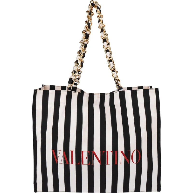 Valentino Garavani Striped Emblem Tote Shoulder Bag