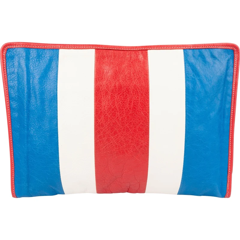 Balenciaga Tricolor Striped Arena Leather Bazar Clutch