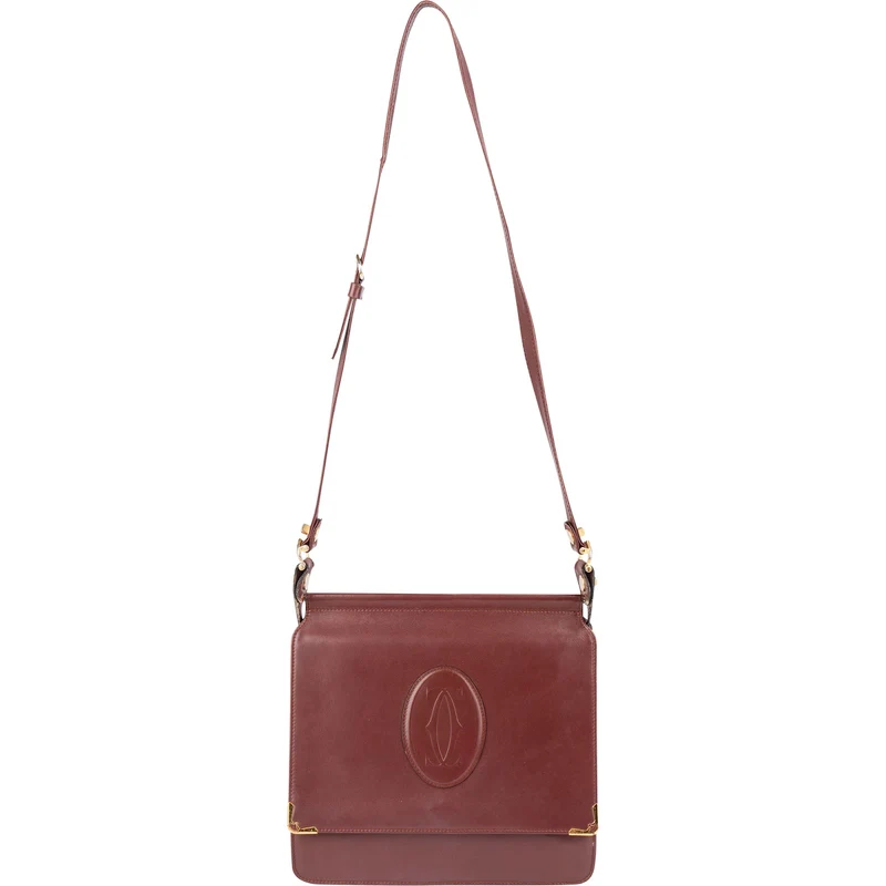 Cartier Must de Cartier Bordeaux Leather Messenger Crossbody Bag