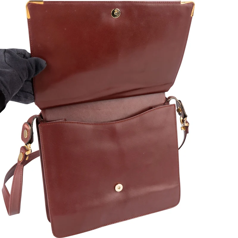 Cartier Must de Cartier Bordeaux Leather Messenger Crossbody Bag
