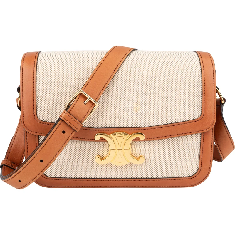 Celine Canvas & Calfskin Teen Triomphe Crossbody Bag