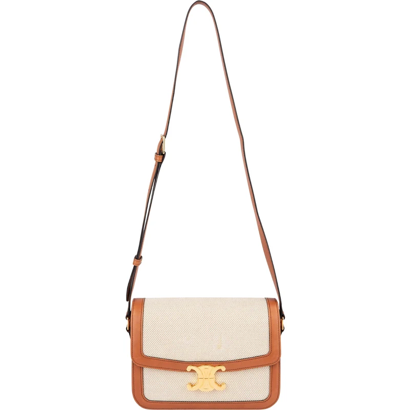 Celine Canvas & Calfskin Teen Triomphe Crossbody Bag