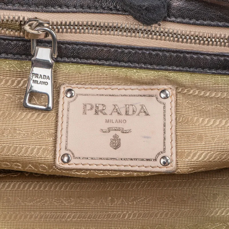 Prada Black Nappa Leather Gaufre Satchel Handbag