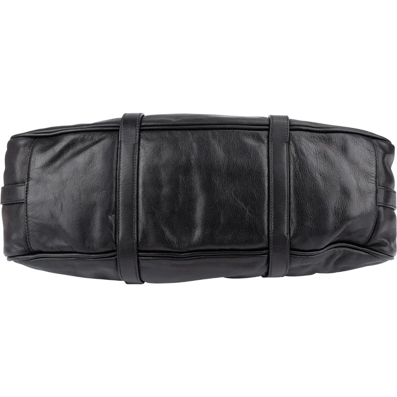 Prada Black Soft Calfskin Buckle Satchel Handbag