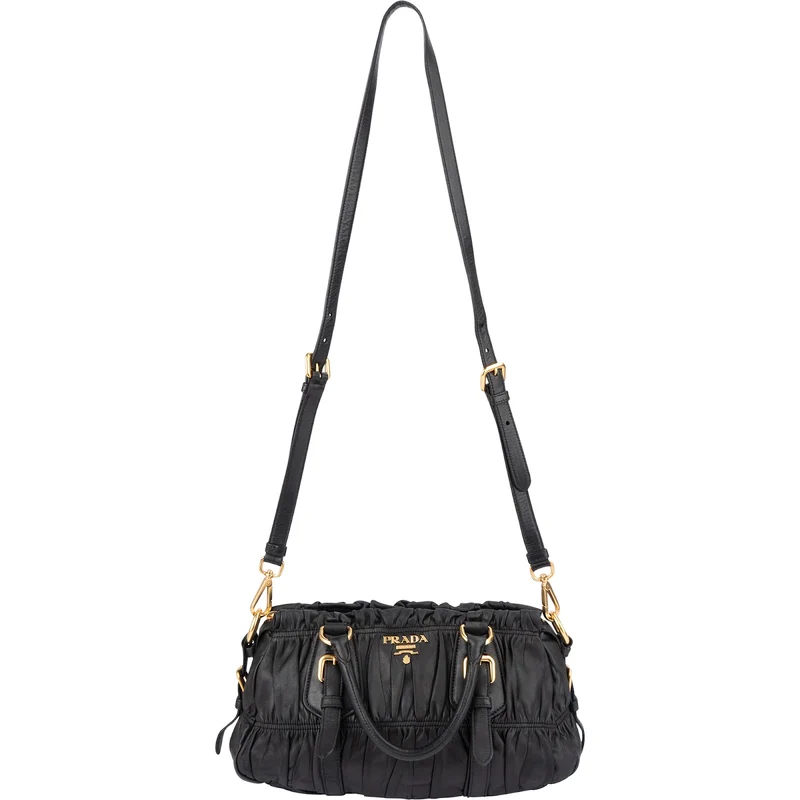 Prada Black Nappa Leather Gauffre Satchel Handbag