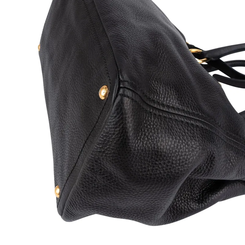 Prada Black Vitello Daino Leather Large Tote Handbag