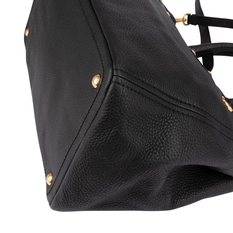 Prada Black Vitello Daino Leather Tote Handbag