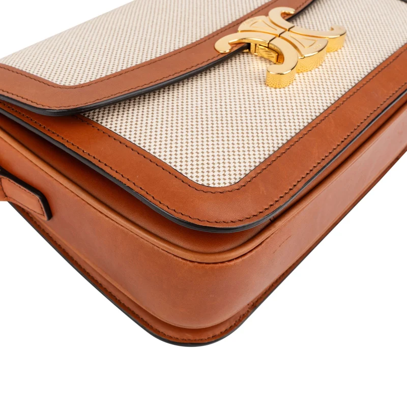 Celine Canvas & Calfskin Teen Triomphe Crossbody Bag