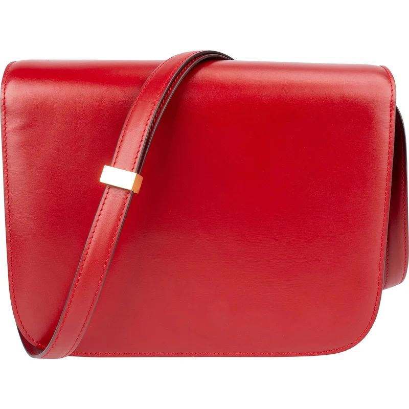Céline Red Calfskin Classic Box Medium Crossbody Bag