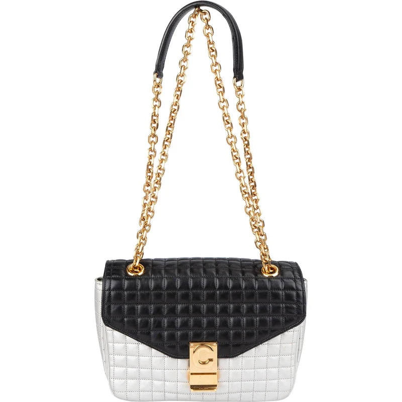 Celine Quilted Bicolor Calfskin Medium C Crossbody Bag