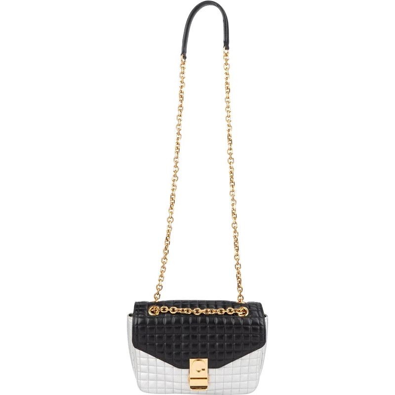 Celine Quilted Bicolor Calfskin Medium C Crossbody Bag