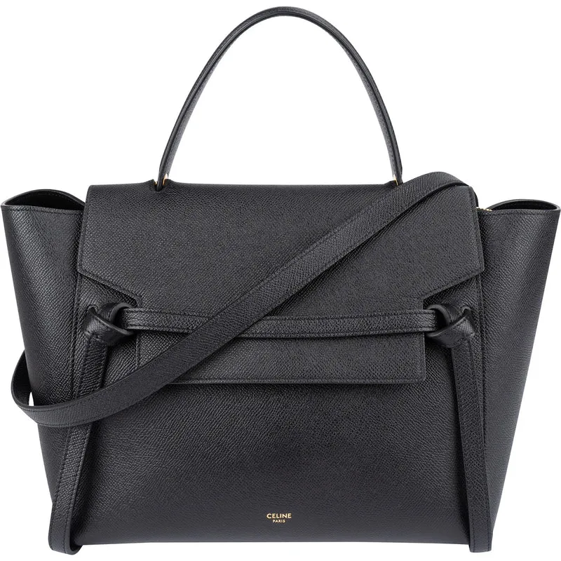 Celine Black Grained Calfskin Belt Handbag