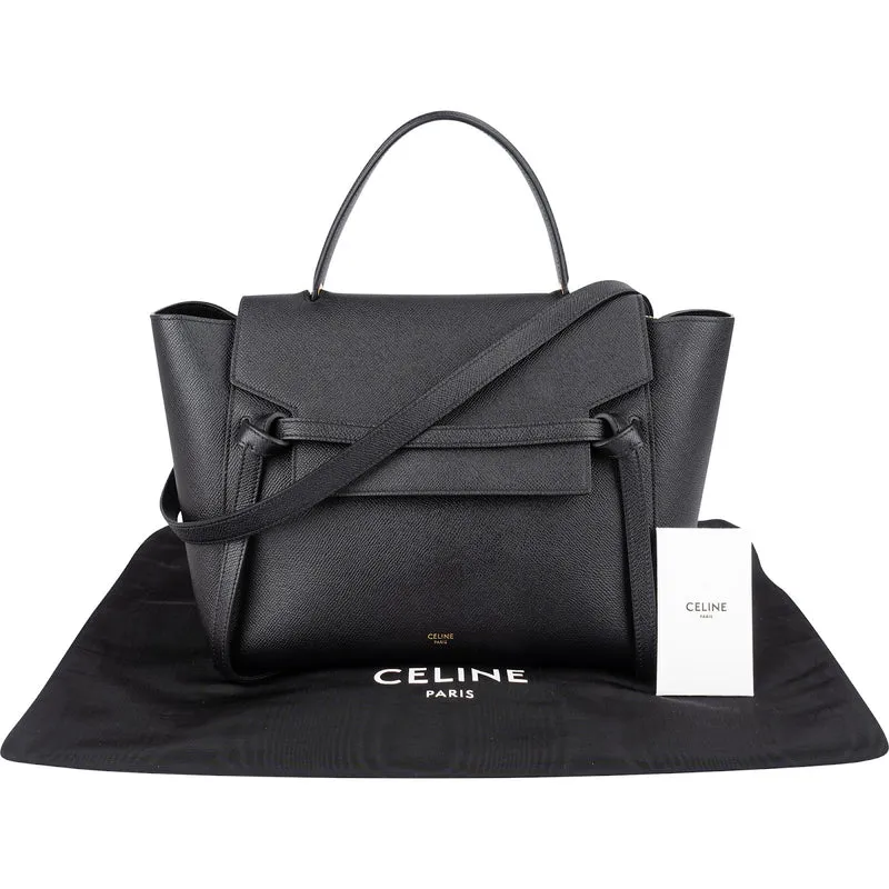 Celine Black Grained Calfskin Belt Handbag
