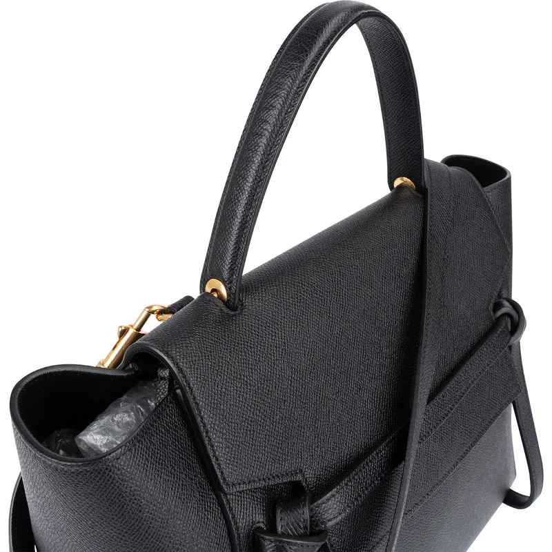 Celine Black Grained Calfskin Belt Handbag