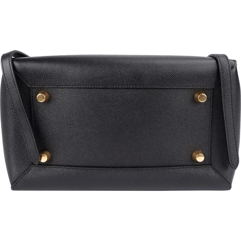 Celine Black Grained Calfskin Belt Handbag