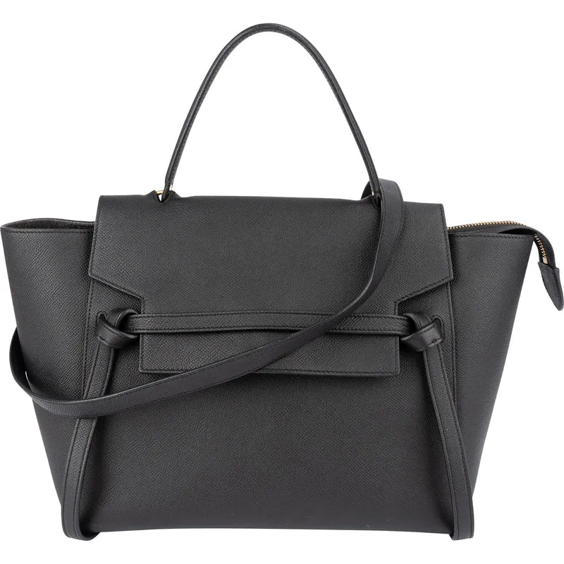 Celine Black Grained Calfskin Belt Handbag