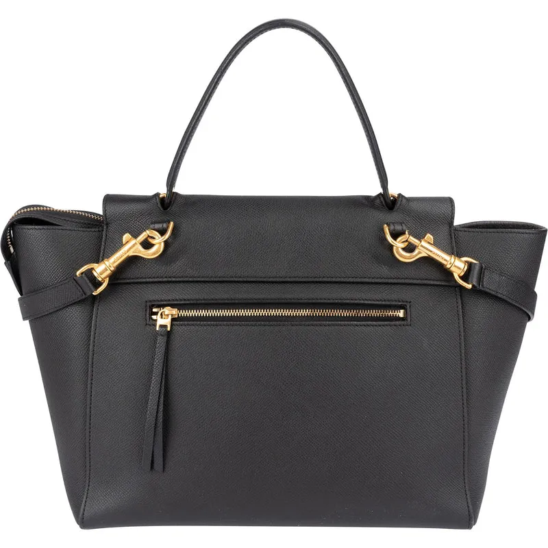 Celine Black Grained Calfskin Belt Handbag