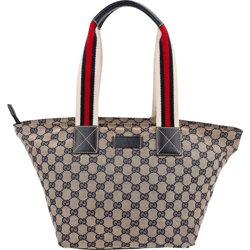 Gucci Monogram GG Canvas Web Handle Tote Shopper Shoulder Bag