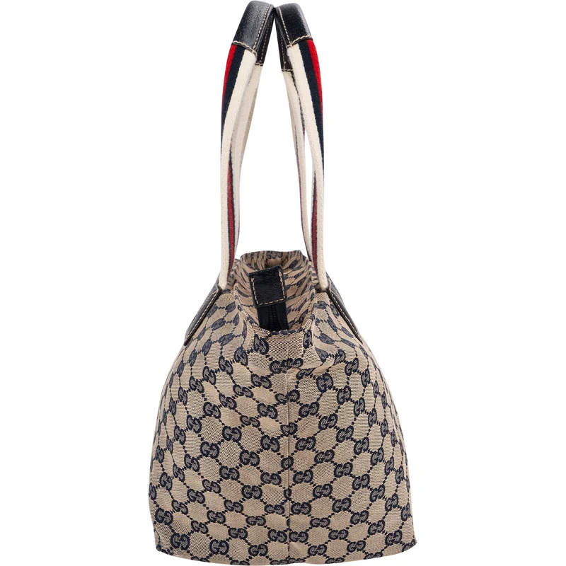 Gucci Monogram GG Canvas Web Handle Tote Shopper Shoulder Bag