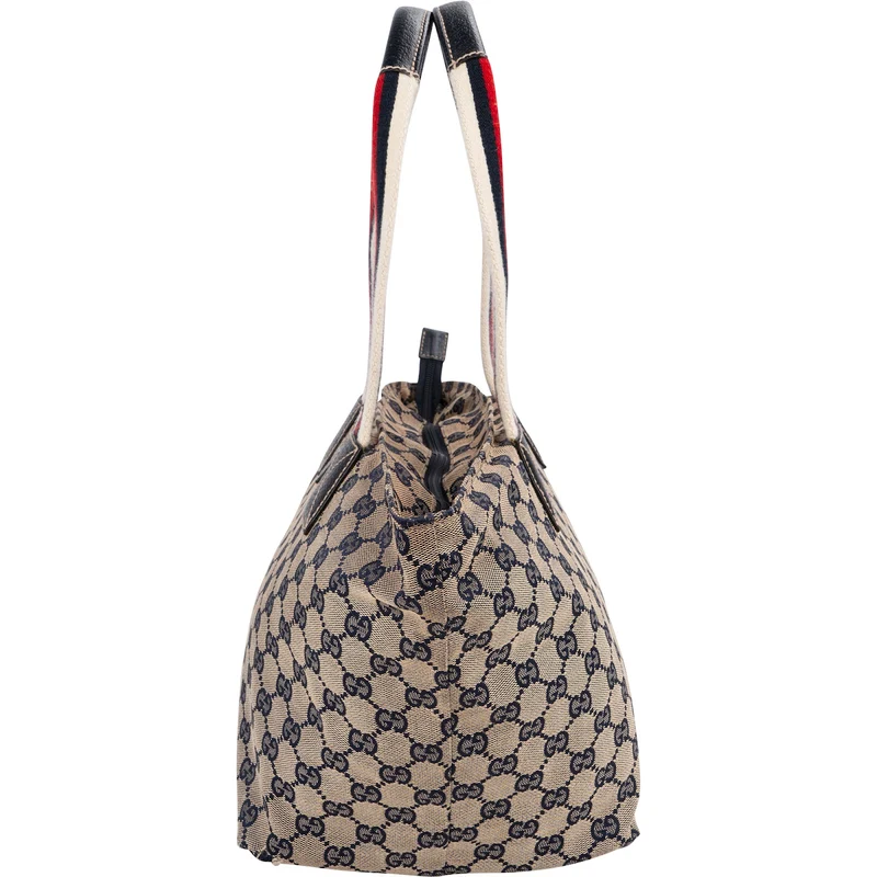 Gucci Monogram GG Canvas Web Handle Tote Shopper Shoulder Bag