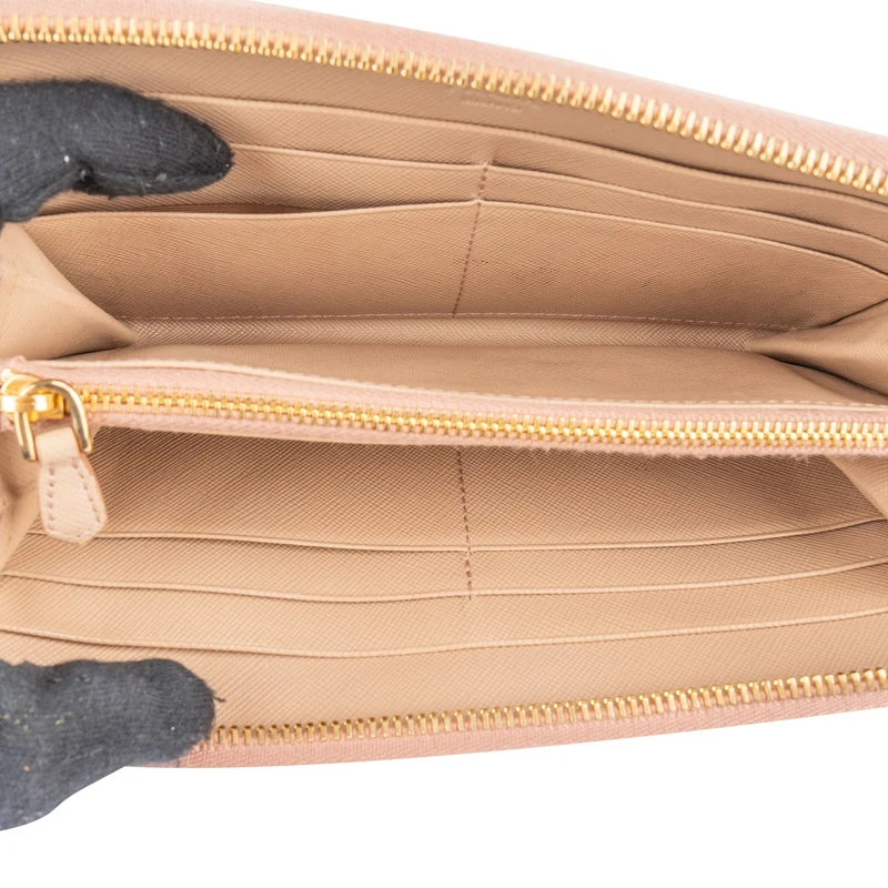 Prada Saffiano Leather Zip Around Wallet