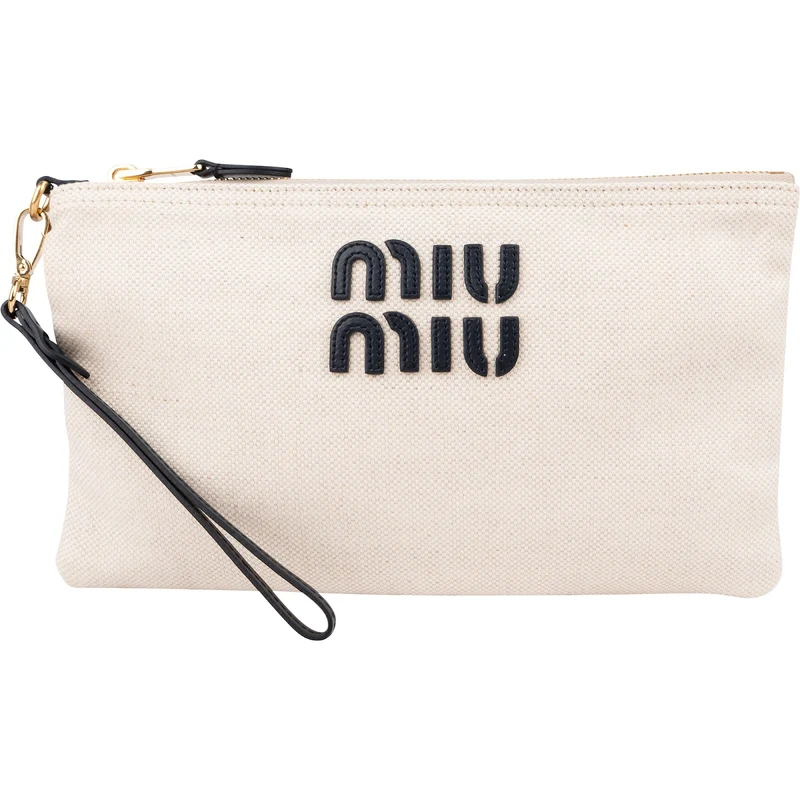 Miu Miu Chic Canvas Emblem Pouch Bag